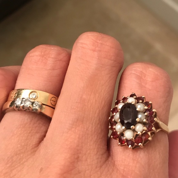 Genuine Garnets and pearls ring - Picture 7 of 7
